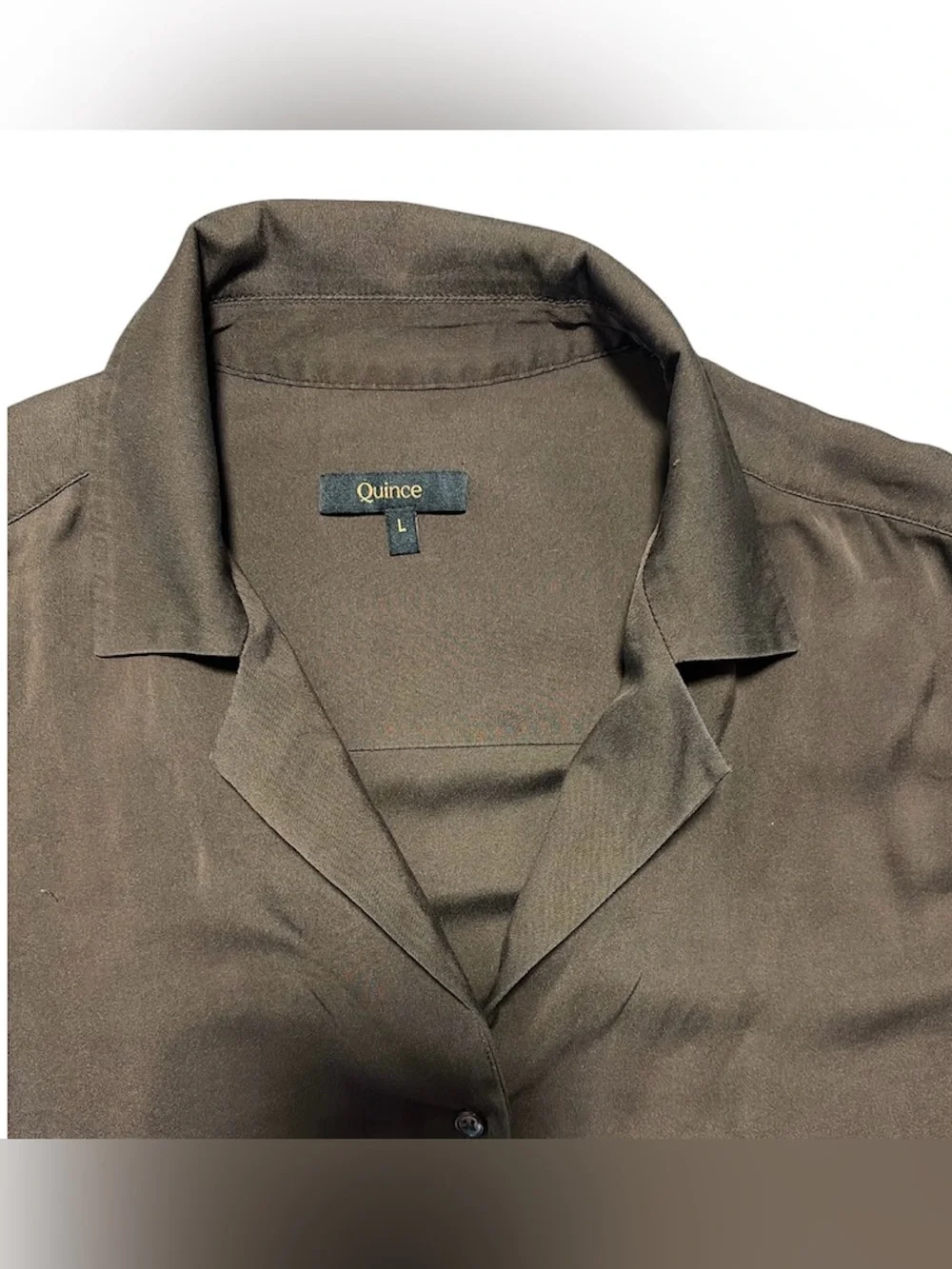 Quince Washable Stretch Silk Blouse Brown Size Large - Picture 3 of 5